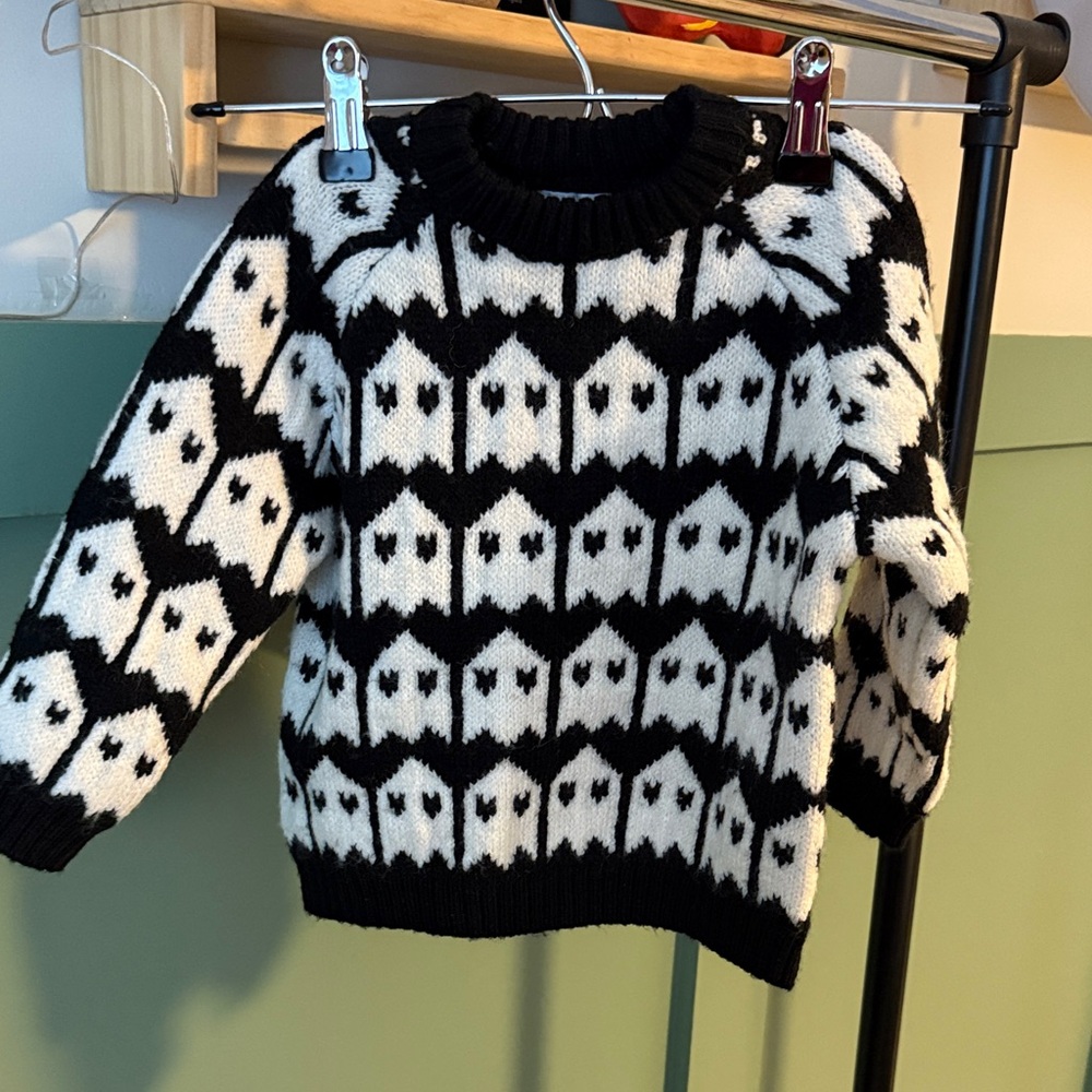Zara Black and Cream ghost sweater